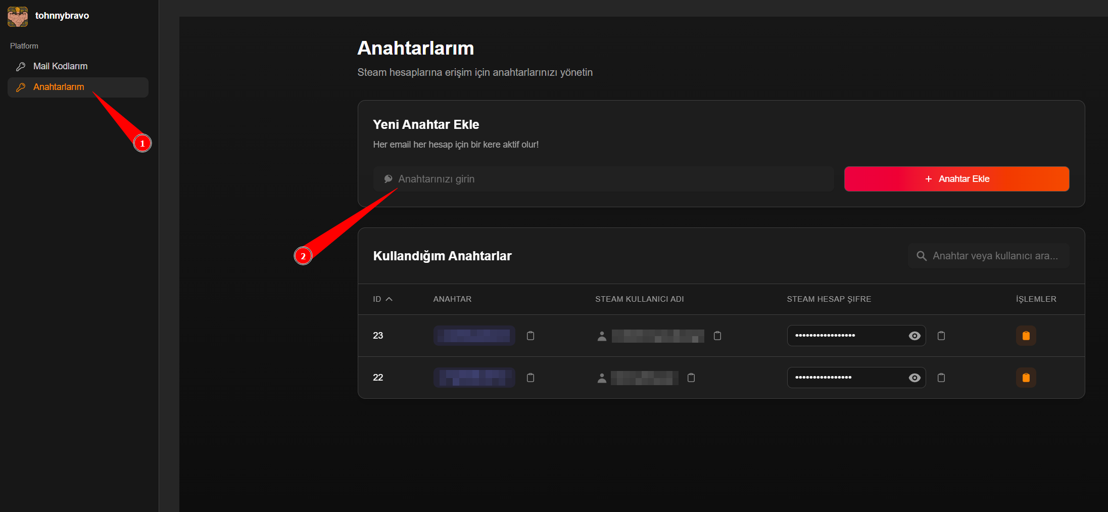Adım 2: Anahtar Etkinleştirme